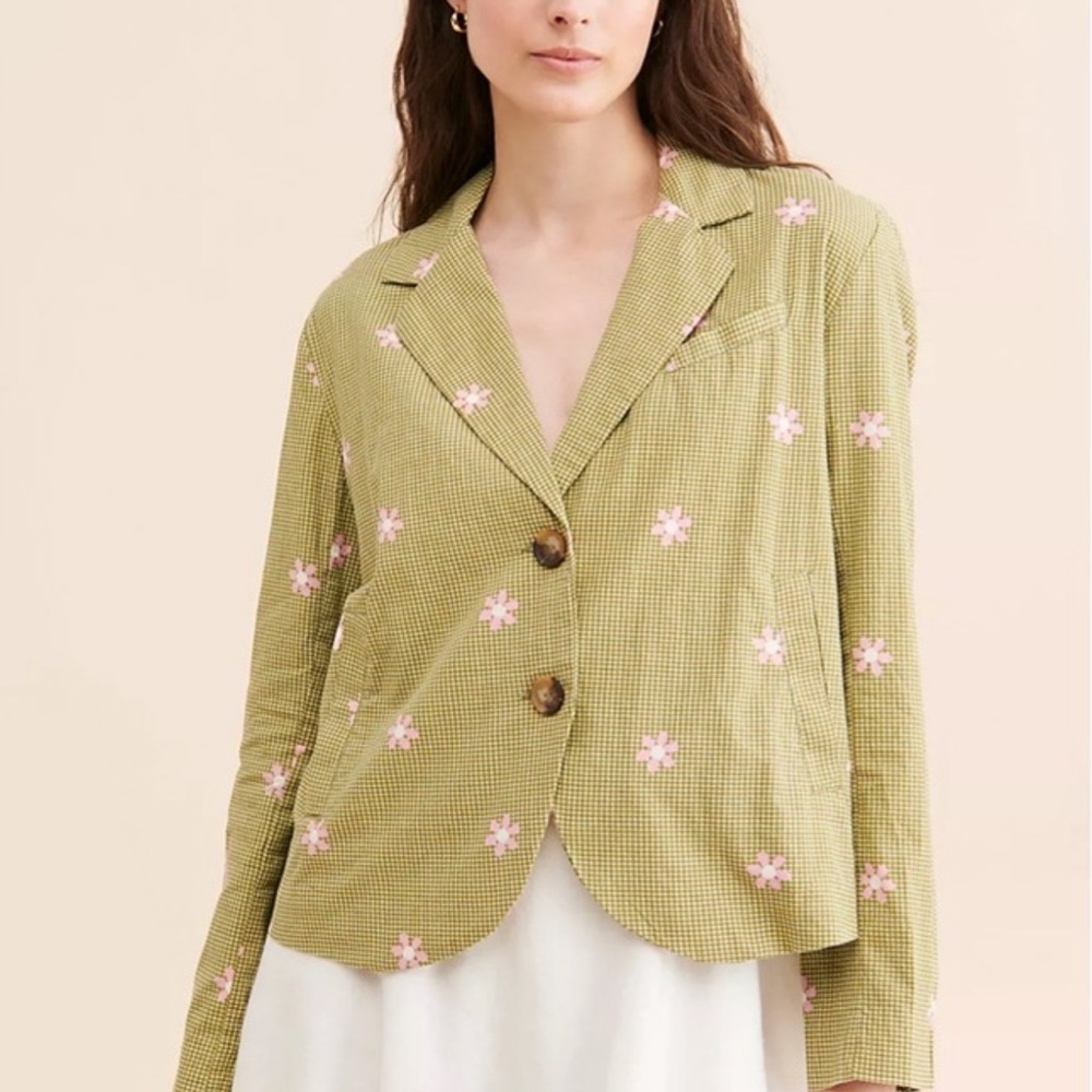 We The Free Green Floral Blazer